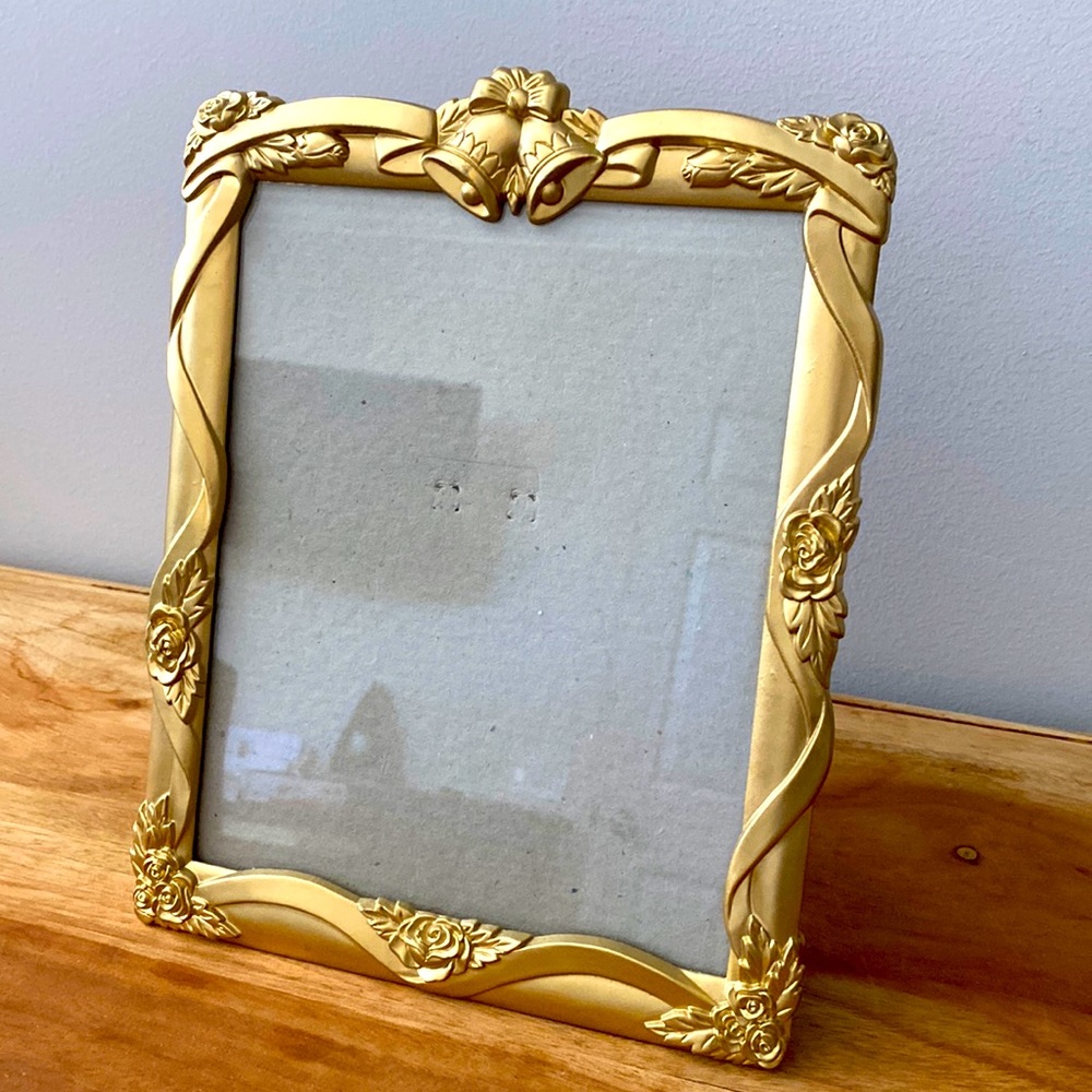 Gold wedding bell frame